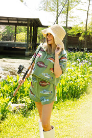 Multi Fish Queen of Sparkles Henley Top Cabana by The Seaside Style 