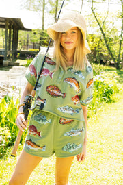 Multi Fish Queen of Sparkles Henley Top Cabana by The Seaside Style 