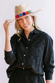 Black Eyelet Bermuda Button Down Cabana by The Seaside Style
