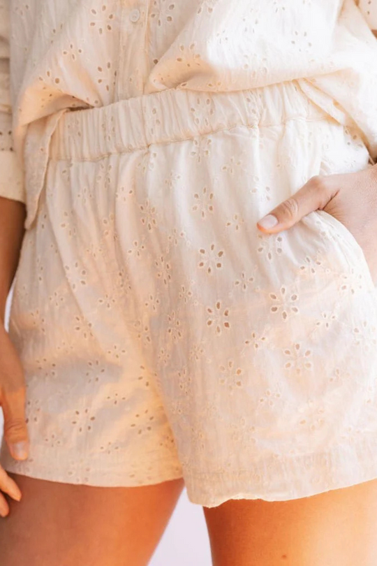 Ivory Eyelet Bermuda Shorts Cabana by The Seaside Style 