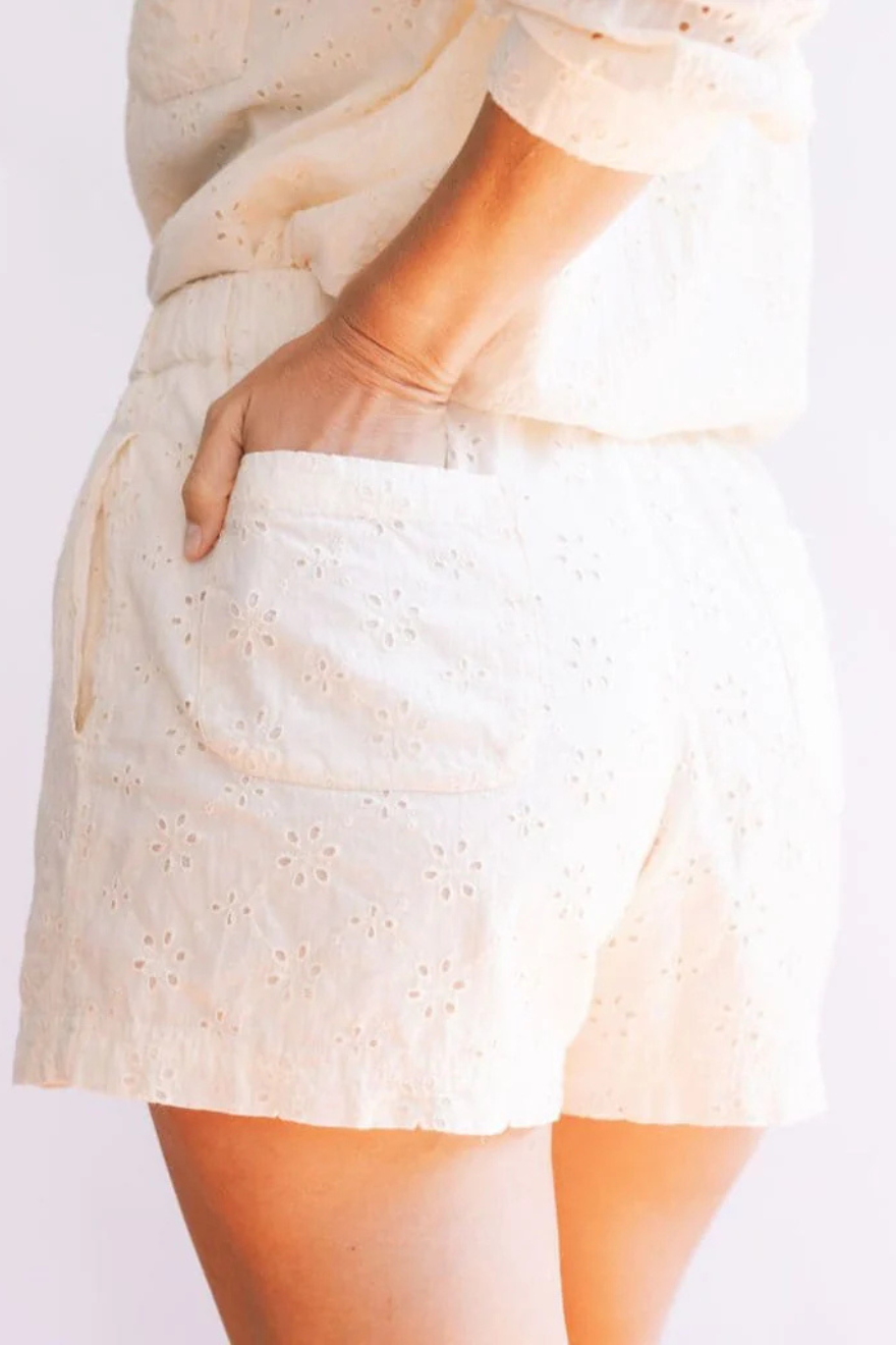 Ivory Eyelet Bermuda Shorts Cabana by The Seaside Style 