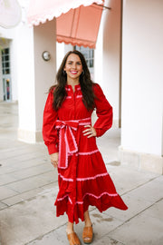 Scalloped Long Sleeve Midi Dress Cabana by The Seaside Style 