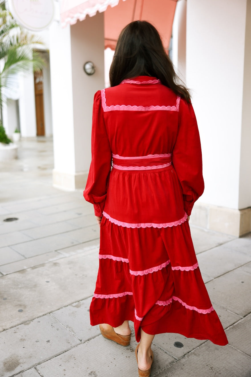 Scalloped Long Sleeve Midi Dress Cabana by The Seaside Style 