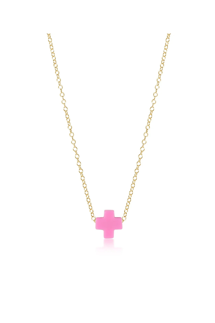 Enewton 16" Necklace Gold - Signature Cross Bright Pink Cabana Seaside Florida