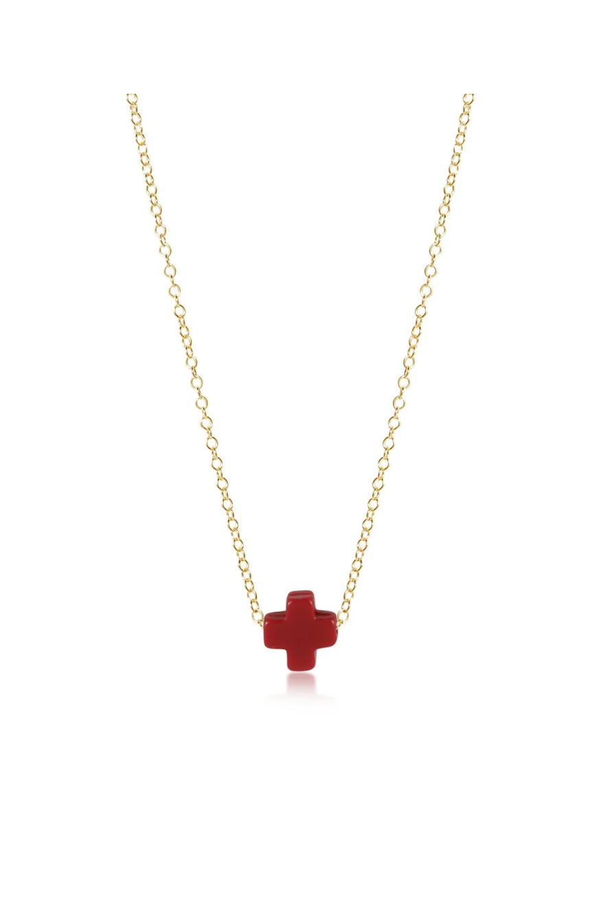 Enewton 16" Necklace Gold - Signature Cross Red cabana seaside florida