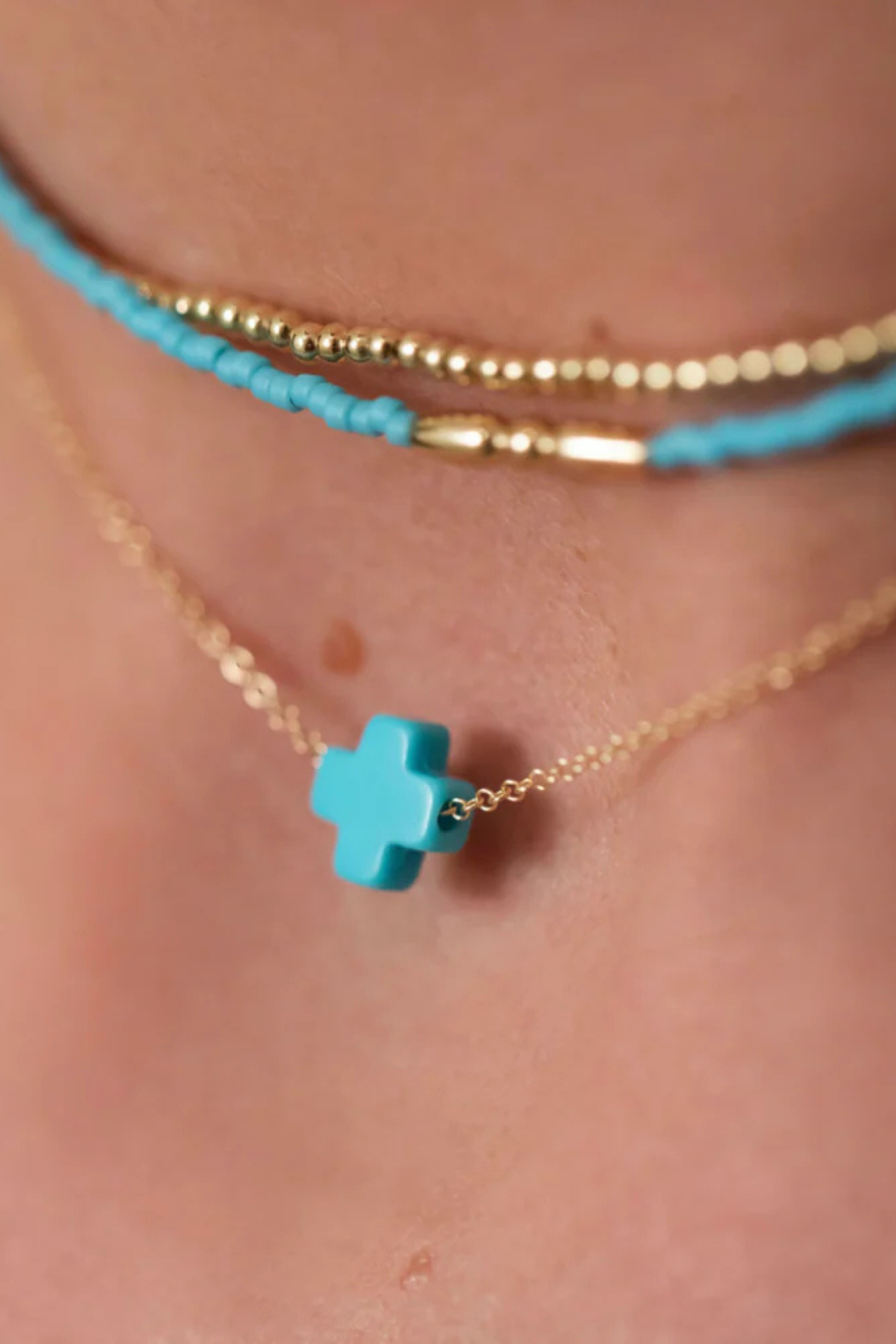 Enewton 16" Necklace Gold - Signature Cross Turquoise Cabana Seaside FL