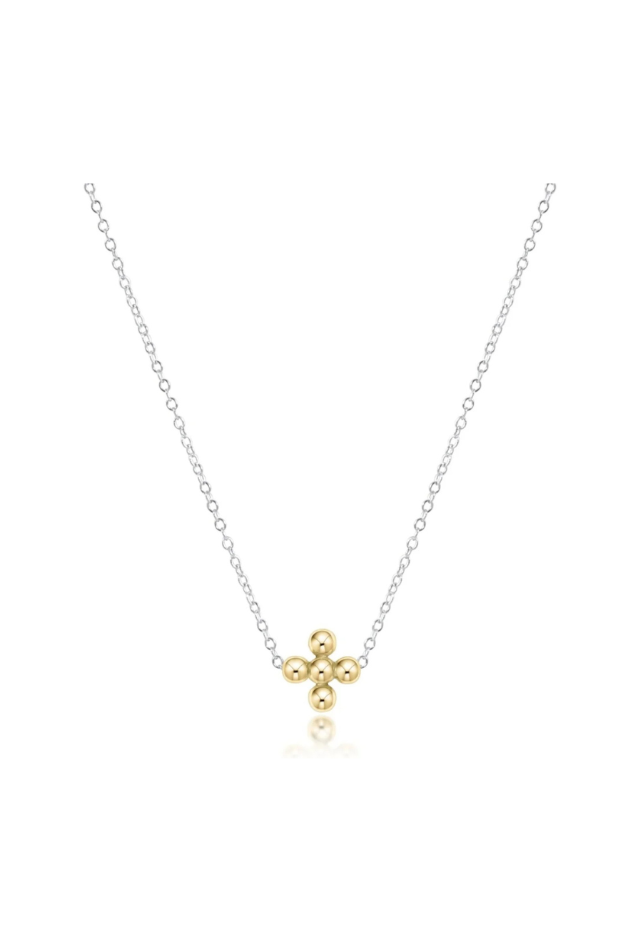 Enewton 16" Necklace Mixed Metal - Classic Beaded 3mm Signature Cross Cabana Seaside Florida