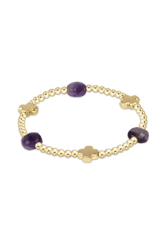 Enewton Signature Cross Admire Gold Pattern 3mm Bead Bracelet - Amethyst Cabana The Seaside Style 