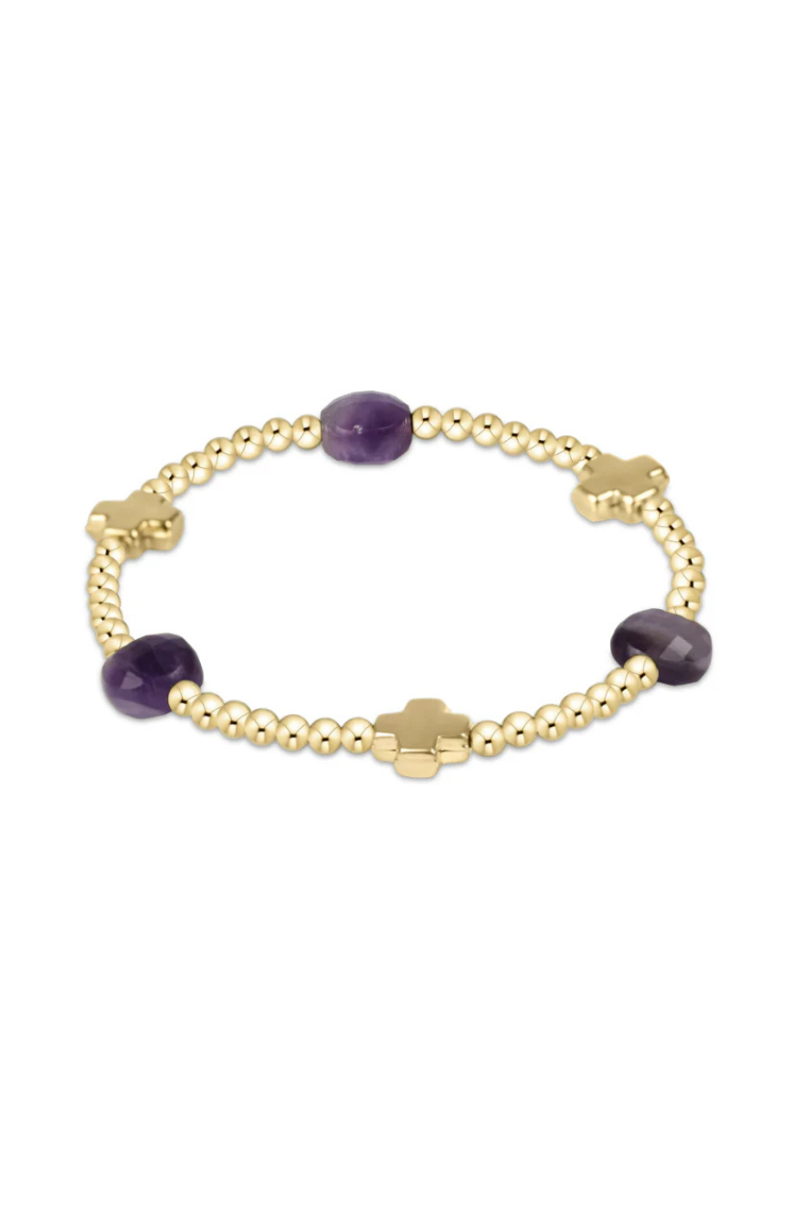 Enewton Signature Cross Admire Gold Pattern 3mm Bead Bracelet - Amethyst Cabana The Seaside Style 
