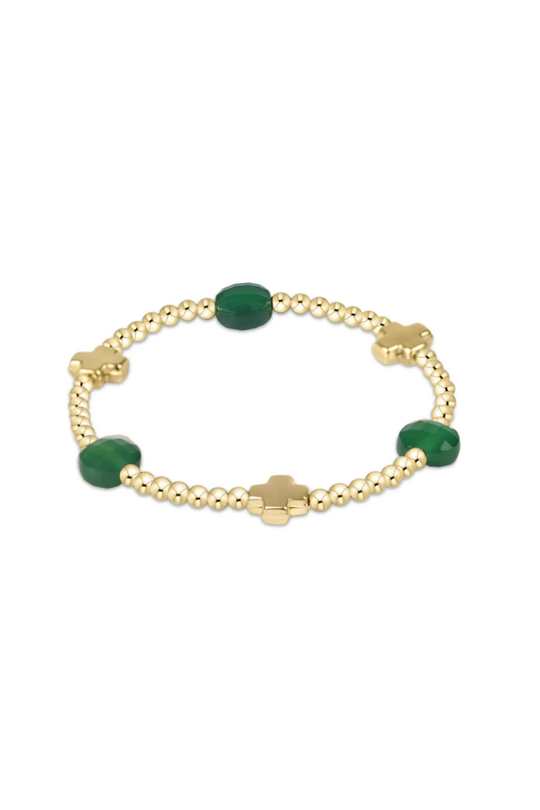 Enewton Signature Cross Admire 3mm Gold Bead Bracelet - Green Onyx Cabana The Seaside Style