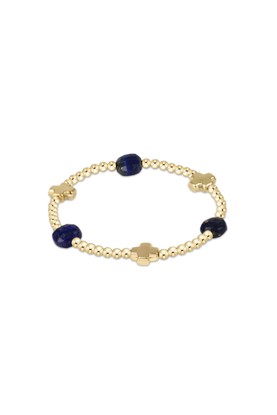 Enewton Signature Cross Admire Gold Pattern 3mm Bead Bracelet - Lapis Cabana by The Seaside Style