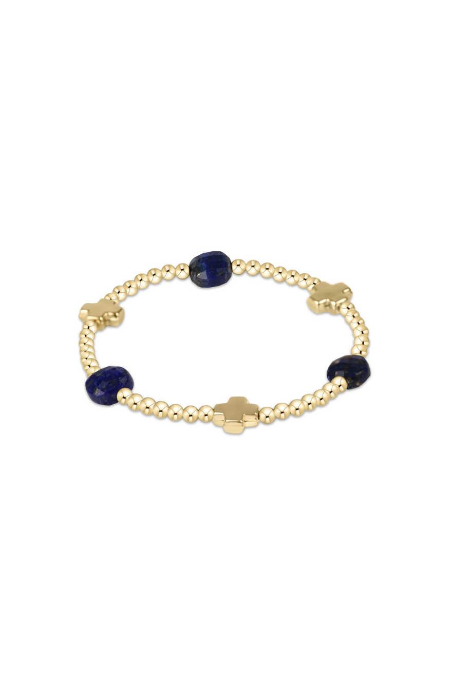 Enewton Signature Cross Admire Gold Pattern 3mm Bead Bracelet - Lapis Cabana by The Seaside Style