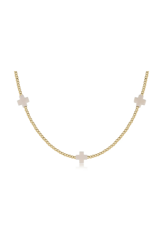 Enewton 15" Choker Signature Cross Gold Pattern 2mm Bead - Off-White Cabana Seaside Florida 1
