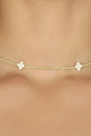 Enewton 15" Choker Signature Cross Gold Pattern 2mm Bead - Off-White Cabana Seaside Florida