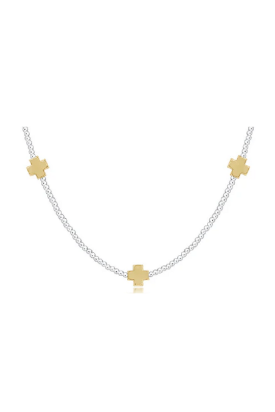 Enewton 15 inch Choker Signature Cross Sterling Mixed Metal Pattern 2mm Bead Cabana Seaside Florida