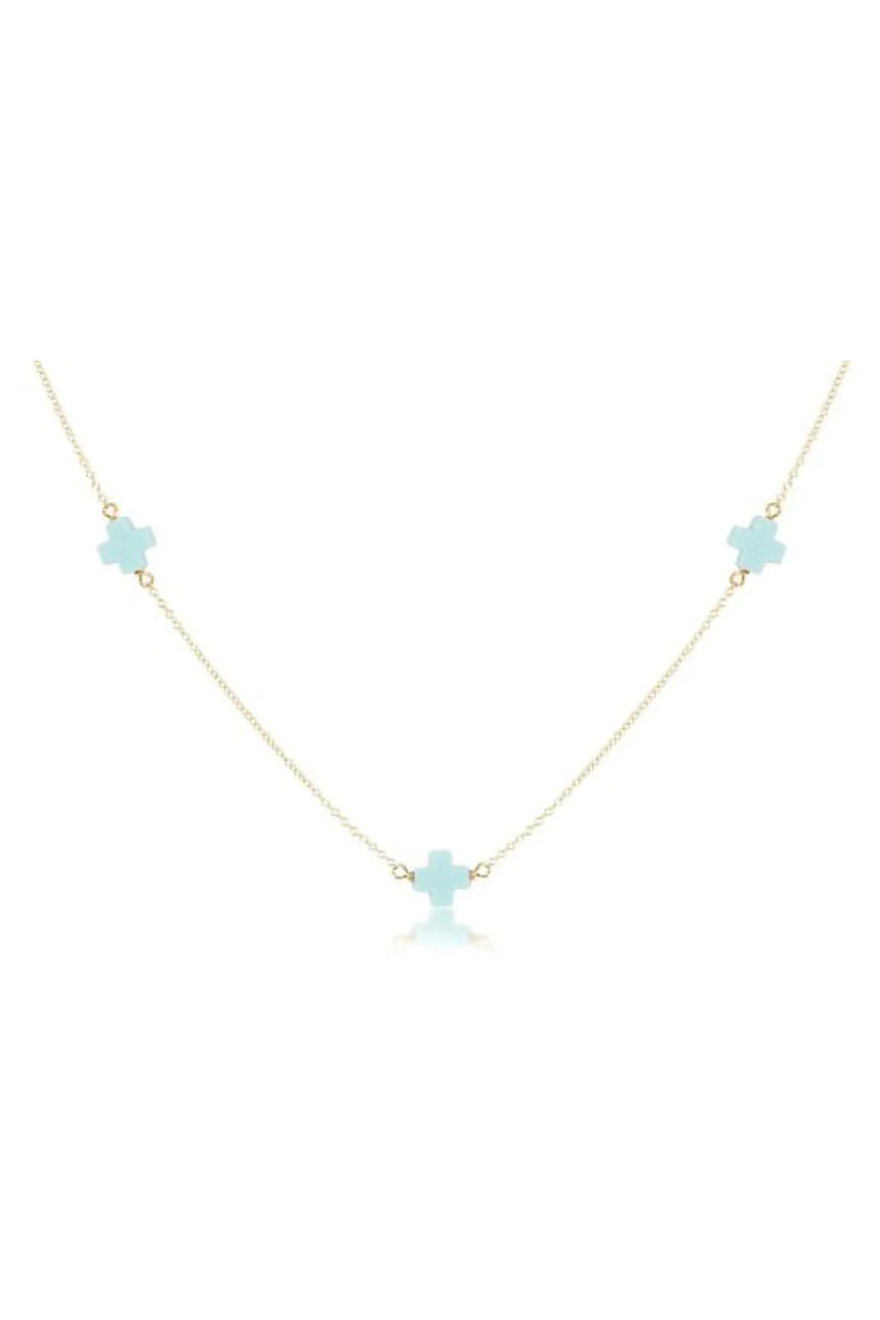 Enewton 15 inch Choker Simplicity Chain Gold - Signature Cross - Turquoise Cabana Seaside Florida