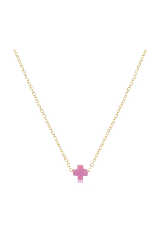 Enewton 16" Necklace Gold - Signature Cross Small - Bright Pink Cabana Seaside Florida