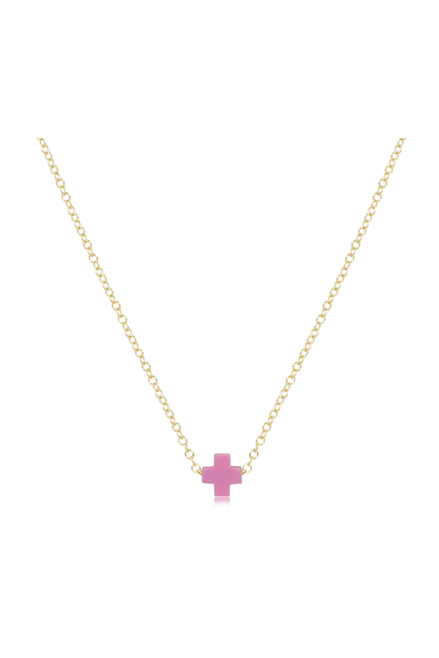 Enewton 16" Necklace Gold - Signature Cross Small - Bright Pink Cabana Seaside Florida