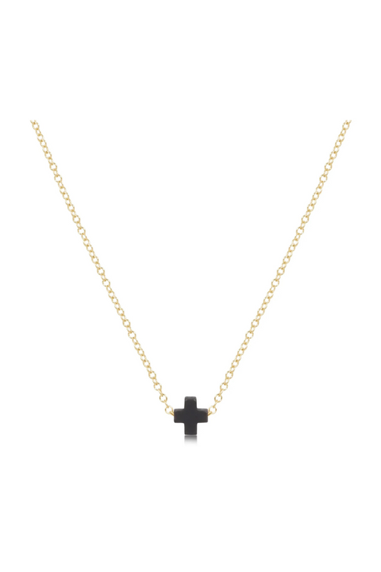 Enewton 16" Necklace Gold - Signature Cross Small - Charcoal Cabana Seaside Florida