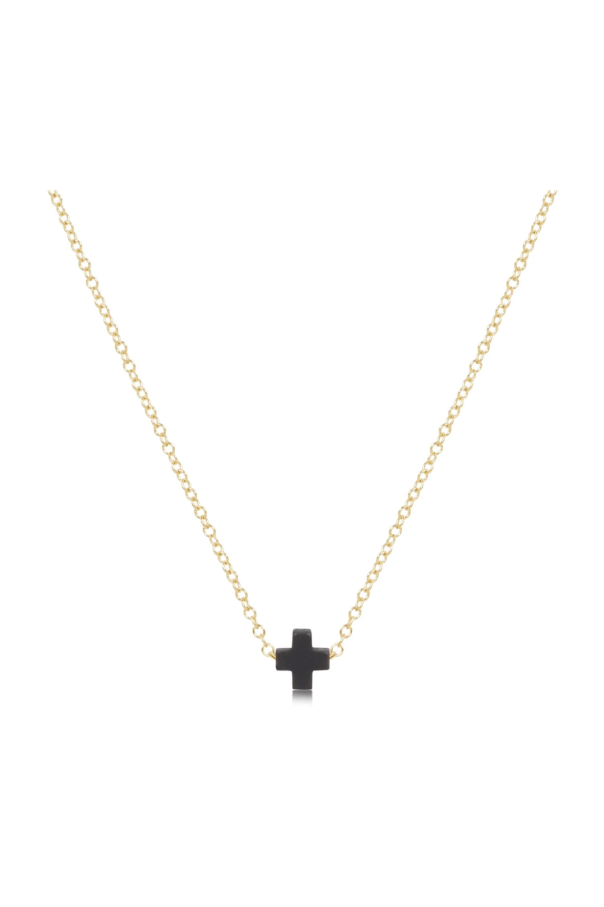 Enewton 16" Necklace Gold - Signature Cross Small - Charcoal Cabana Seaside Florida