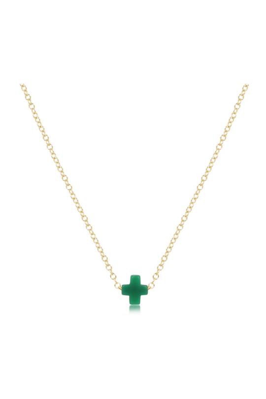 Enewton 16" Necklace Gold - Signature Cross Small - Emerald Cabana Seaside Florida