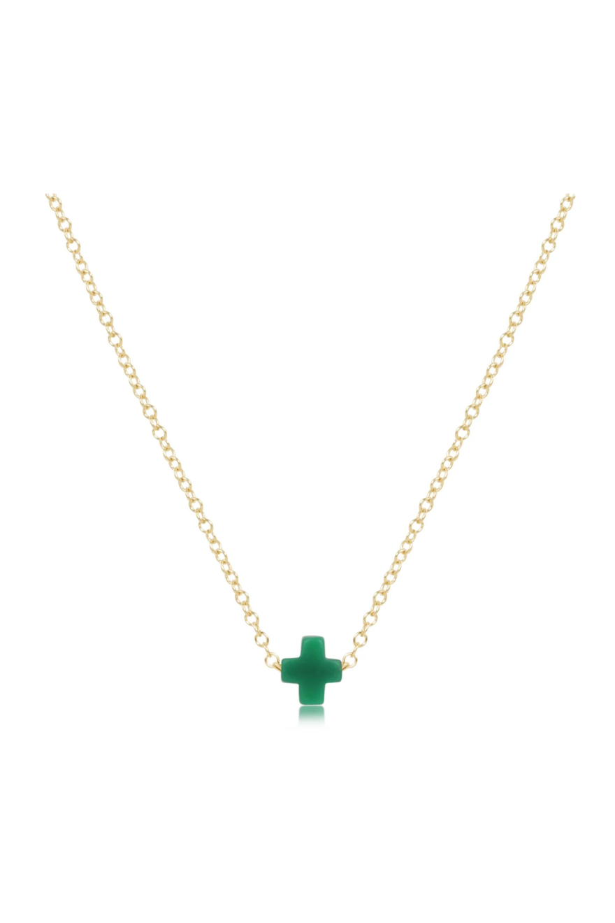 Enewton 16" Necklace Gold - Signature Cross Small - Emerald Cabana Seaside Florida