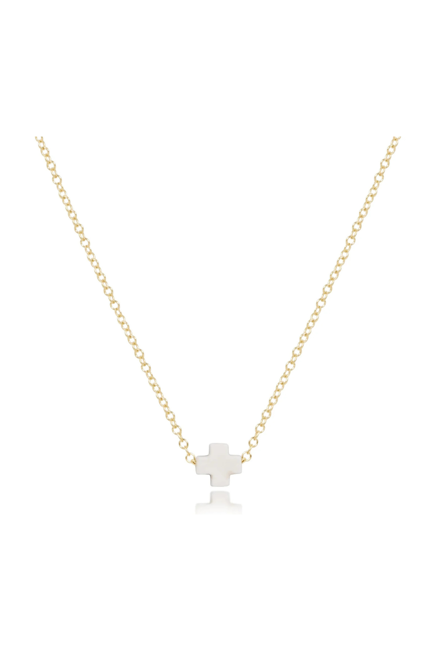 Enewton 16" Necklace Gold - Signature Cross Small - Off White Cabana Seaside Florida