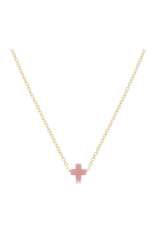 Enewton 16" Necklace Gold - Signature Cross Small - Pink Cabana Seaside Florida