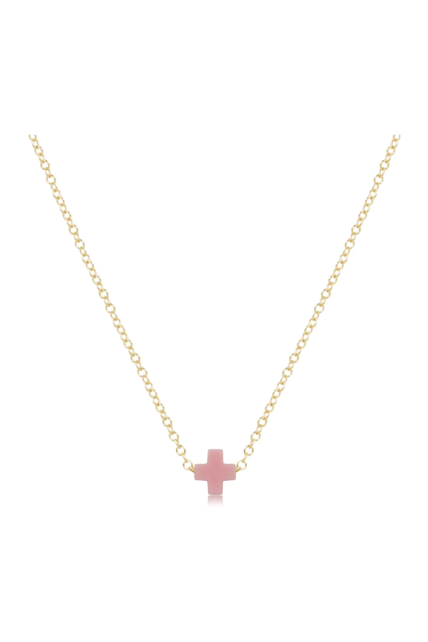 Enewton 16" Necklace Gold - Signature Cross Small - Pink Cabana Seaside Florida