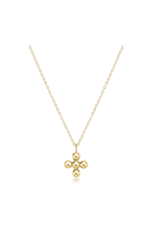 Enewton 16 inch necklace gold classic beaded signature cross gold charm-4mm bead gold