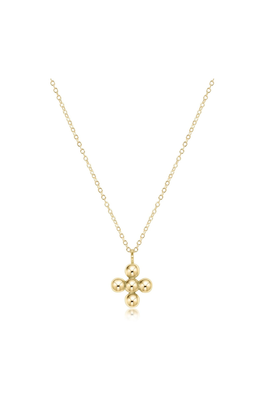 Enewton 16 inch necklace gold classic beaded signature cross gold charm-4mm bead gold