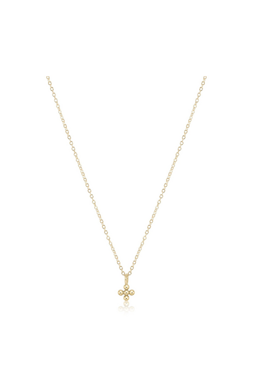 Enewton 16 inch necklace gold classic beaded signature cross small gold charm 