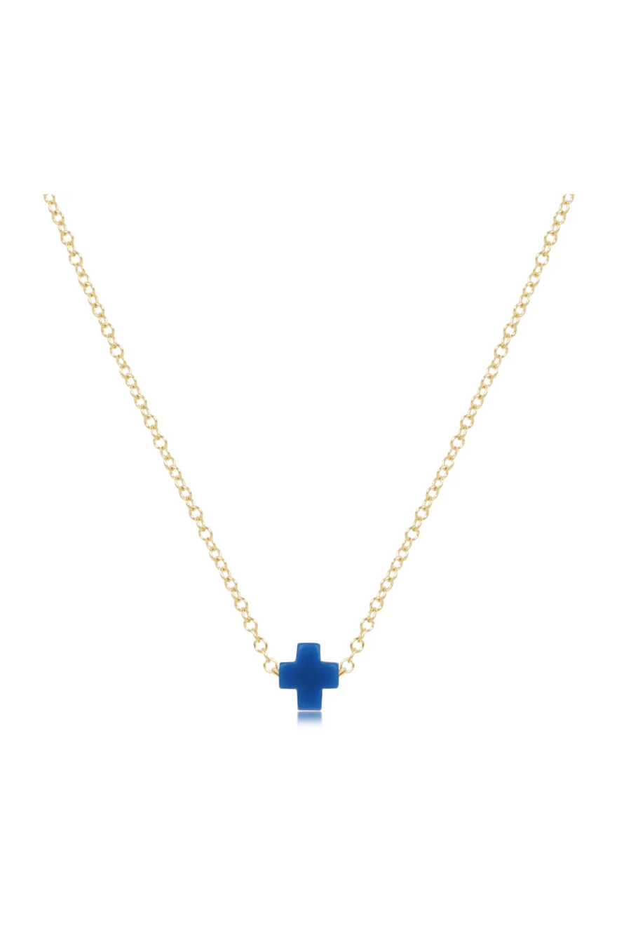 Enewton 16" Necklace Gold - Signature Cross Small - Cobalt Cabana Seaside Florida