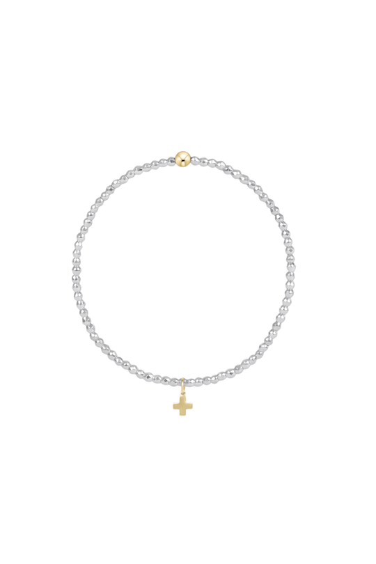 Enewton Bright Silver Faceted Hematite 2mm Bracelet Signature Cross Gold Charm Cabana Seaside Florida