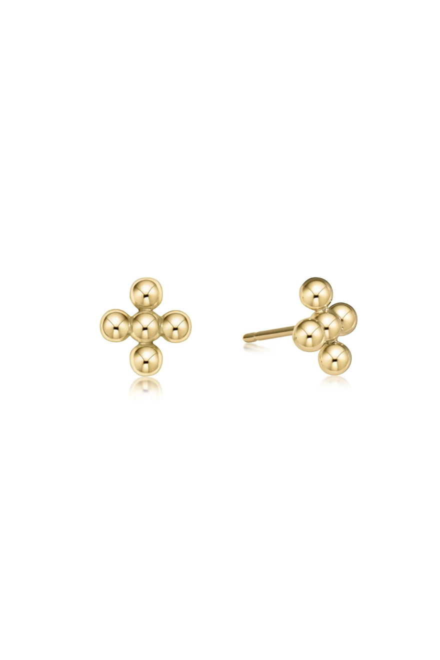 Enewton Classic Beaded Signature Cross Stud - 4mm Bead Gold Cabana Seaside Florida