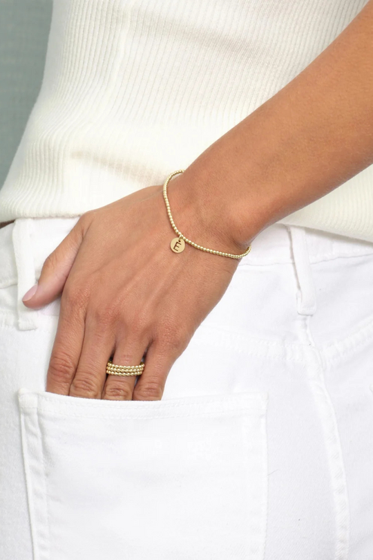 Enewton Classic Gold 2mm Bead Bracelet - Respect Initial Small Gold Disc Cabana Seaside Florida