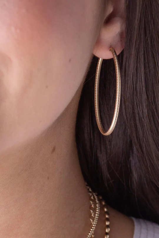 Enewton Oval Gold 2" Hoop Earring Textured Cabana Seaside Florida