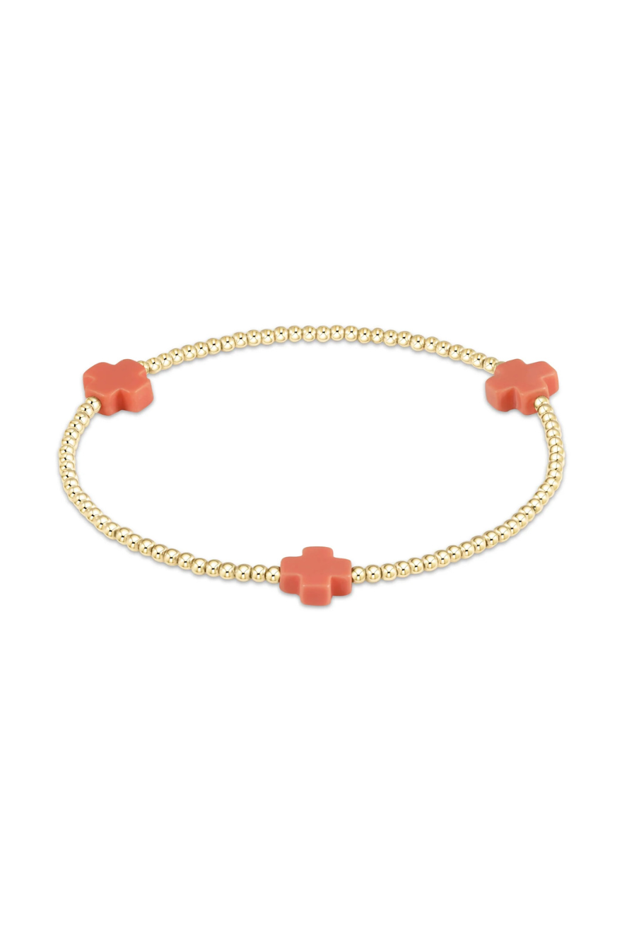 Enewton Signature Cross Gold Pattern 2mm Bead Bracelet - Coral Cabana Seaside Florida