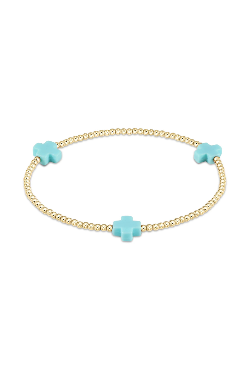 Enewton Signature Cross Gold Pattern 2mm Bead Bracelet - Mint Cabana Seaside Florida 