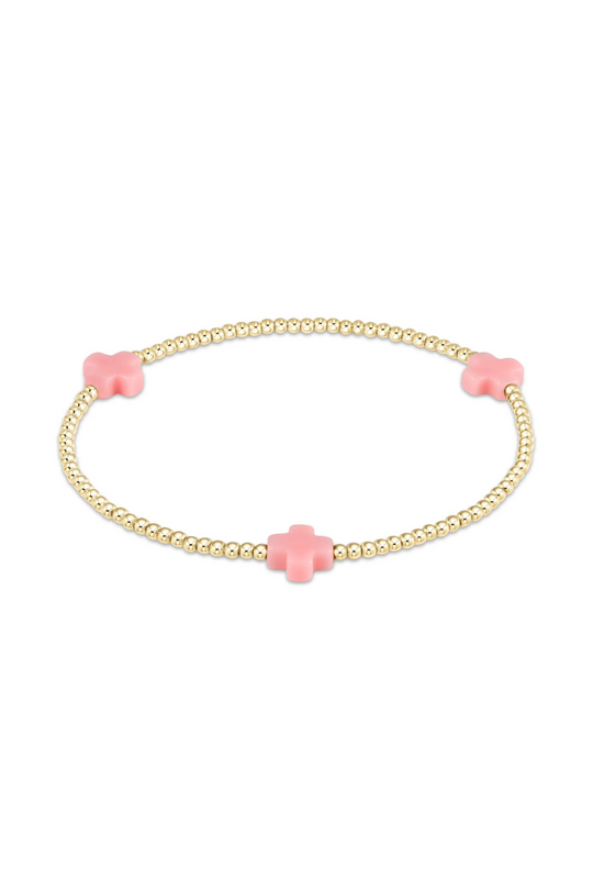 Enewton Signature Cross Gold Pattern 2mm Bead Bracelet - Pink Cabana Seaside Florida