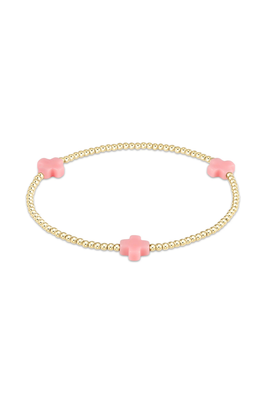 Enewton Signature Cross Gold Pattern 2mm Bead Bracelet - Pink Cabana Seaside Florida