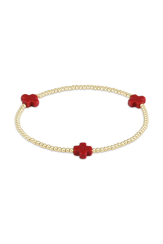 Enewton Signature Cross Gold Pattern 2mm Bead Bracelet - Red Cabana Seaside Florida