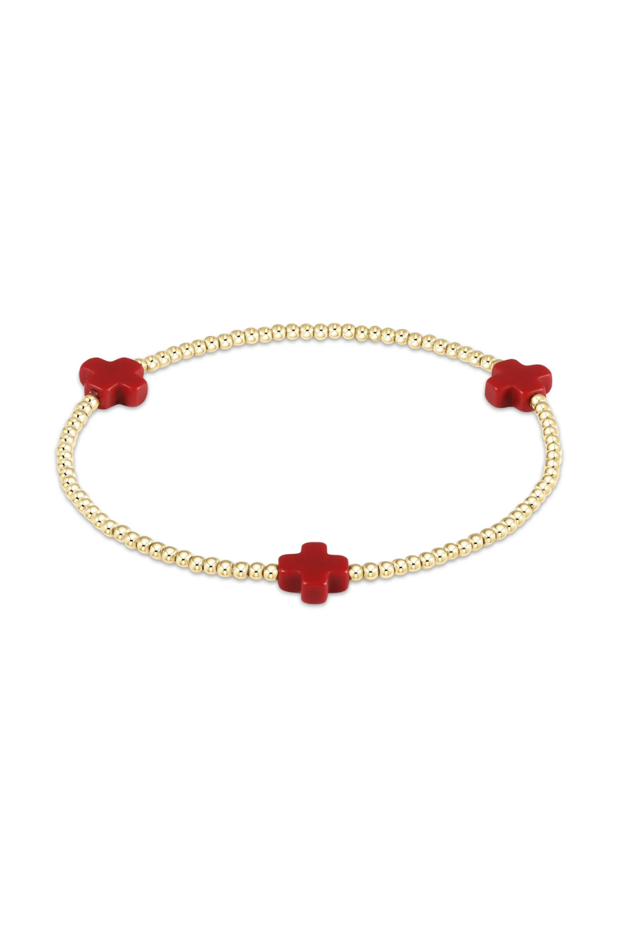 Enewton Signature Cross Gold Pattern 2mm Bead Bracelet - Red Cabana Seaside Florida