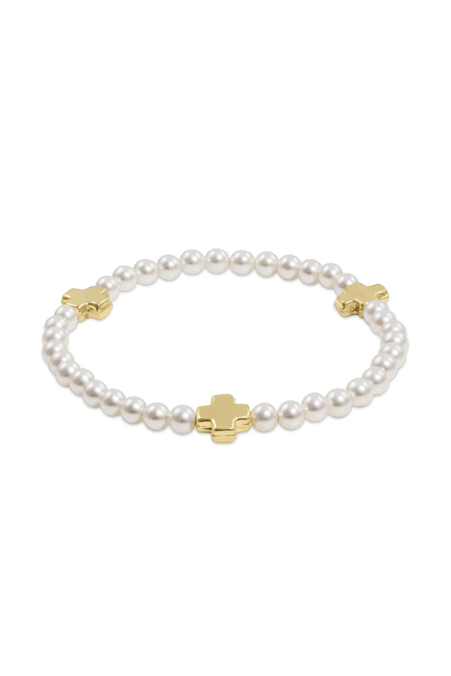 Enewton Signature Cross Pearl Pattern 4mm Bead Bracelet - Gold Cabana Seaside Florida