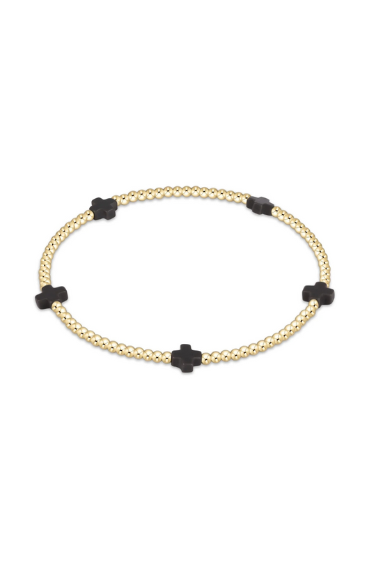 Enewton Signature Cross Small Gold Pattern 2mm Bead Bracelet - Charcoal Cabana Seaside Florida