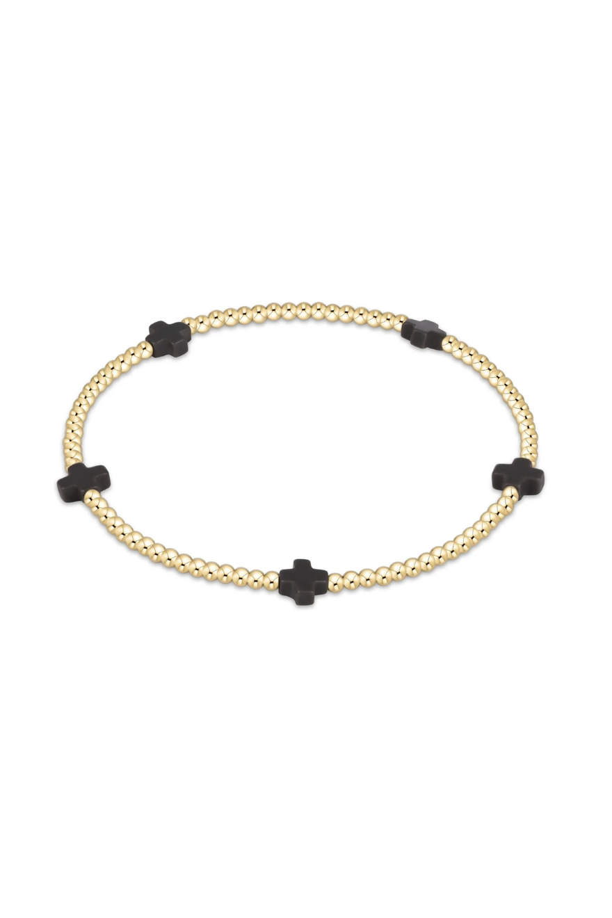 Enewton Signature Cross Small Gold Pattern 2mm Bead Bracelet - Charcoal Cabana Seaside Florida