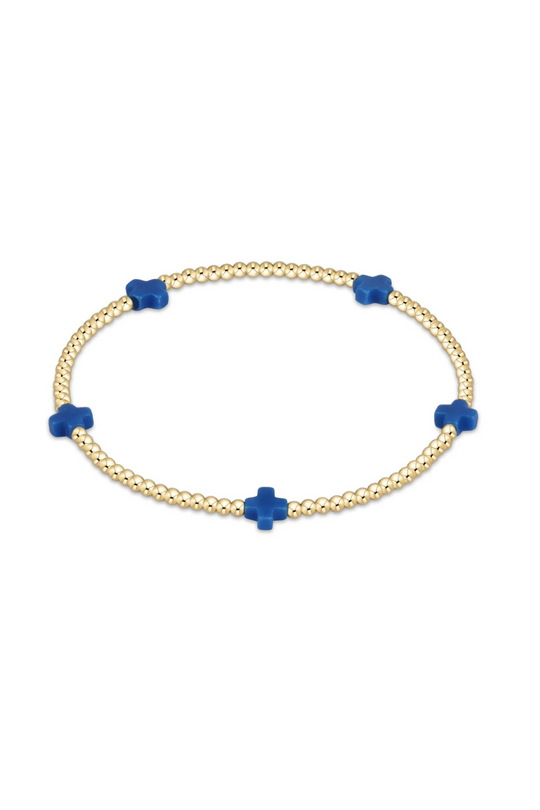 Enewton Signature Cross Small Gold Pattern 2mm Bead Bracelet - Cobalt Cabana Seaside Florida