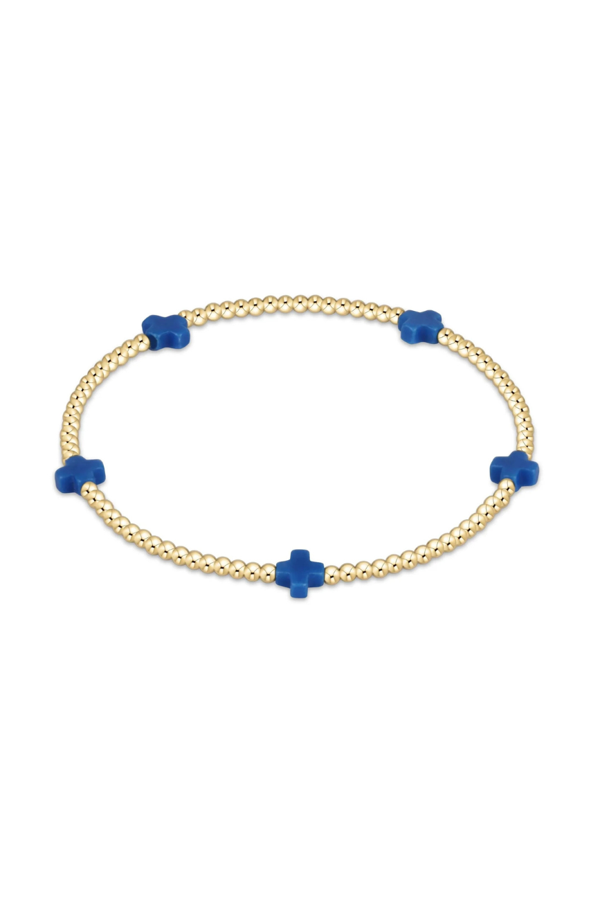 Enewton Signature Cross Small Gold Pattern 2mm Bead Bracelet - Cobalt Cabana Seaside Florida