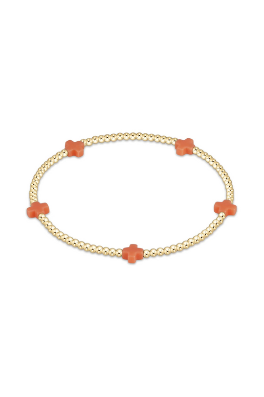 Enewton Signature Cross Small Gold Pattern 2mm Bead Bracelet - Coral Cabana Seaside Florida