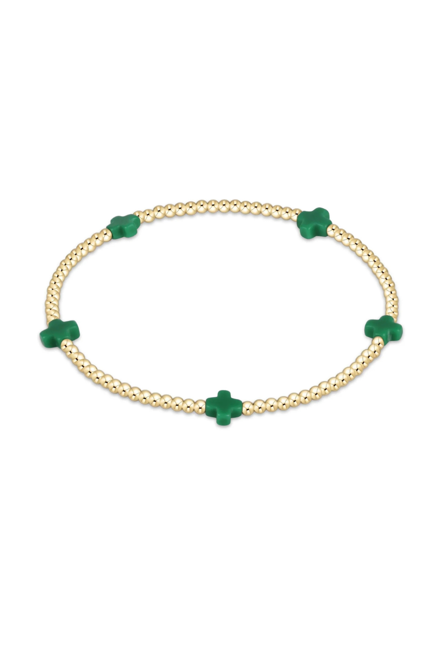 Enewton Signature Cross Small Gold Pattern 2mm Bead Bracelet - Emerald Cabana Seaside Florida
